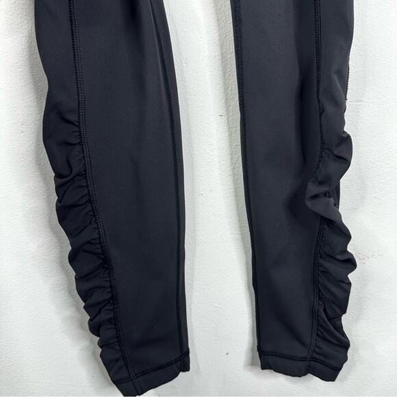 Lululemon Speed Tight Black Leggings Ruched Legs Pockets Size 6 - Picture 10 of 12